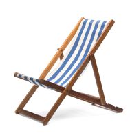 A pair of beech and canvas deck chairs, 20th century