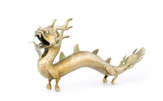 A Chinese brass figure of a dragon, 20th century