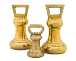 A pair of Victorian 50 lb Avoir brass weights