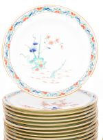 A set of twenty-four 'Kakiemon' style tea plates, probably French, late 19th/early 20th century