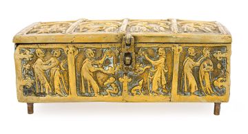 A brass casket, possibly French, 17th/18th century