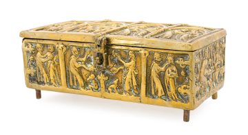 A brass casket, possibly French, 17th/18th century