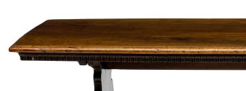 A walnut trestle refectory table, 19th century