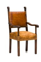 An Italian walnut and upholstered armchair