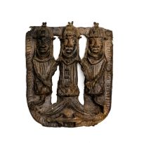 A Benin style bronze openwork plaque