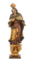 An Italian polychrome painted wood and parcel-gilt figure of the Madonna, 19th century and later