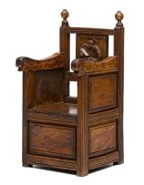 An Italian walnut panel-back armchair, 18th century