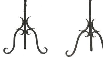 Three wrought iron standing lamps