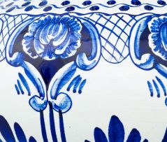 A Portuguese blue and white earthenware vase and cover, 20th century