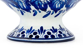 A Portuguese blue and white earthenware vase and cover, 20th century