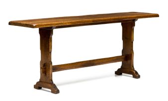 An oak trestle table, 20th century