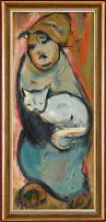 Frans Claerhout; Woman Holding Cat