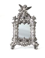A silver-plated easel-back mirror, late 19th century