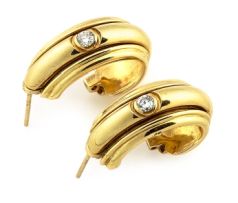 Pair of 18ct gold and diamond half-hoop earrings, Piaget, 1991