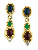 Pair of multi-gem pendant earrings