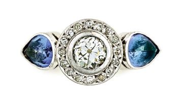 Diamond and tanzanite dress ring