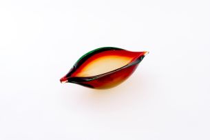 A red, green and clear glass bowl, 1960s