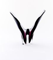 A Flygsfors 'Coquille' purple and opaque white vase, designed by Paul Kedelv, 1957