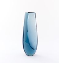 A Kosta Boda smokey-blue glass vase, Vicke Lindstrand, 1960s