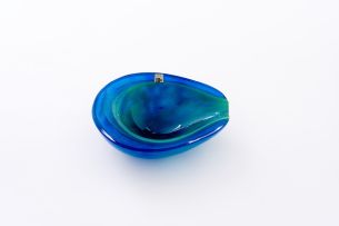 A Daum Crystal adventurine coloured glass ashtray/bowl, post 1960
