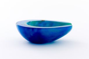 A Daum Crystal adventurine coloured glass ashtray/bowl, post 1960
