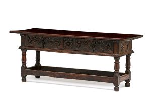 An oak and walnut serving table, 17th/18th century