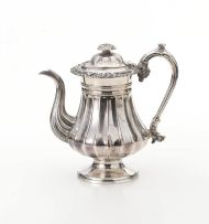 A late Victorian silver-plated coffee pot