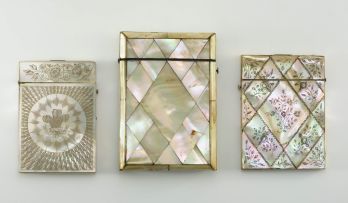 A Victorian mother-of-pearl and engraved card case, 19th century