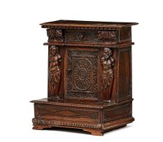 An Italian walnut and fruitwood prie dieux, 17th/18th century