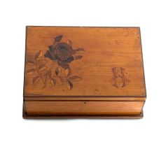 A prisoner of war fruitwood and inlaid sewing box, Fort Napier, 1916