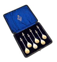 A set of six Victorian silver salt spoons, Charles Thomas Fox and George Fox, London, 1844, Elkington Co, Manchester