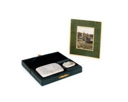 A Victorian presentation silver cigarette case and vesta case, maker's initials P & S, Birmingham, 1897 and 1898