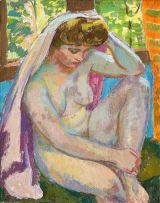 Alfred Krenz; Nude with Bridal Veil