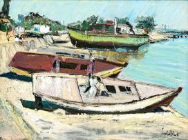 Sidney Goldblatt; Boats on the Shore, Spain