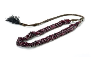 Three-strand garnet necklace
