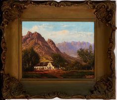Tinus de Jongh; Cape Cottage in a Mountainous Landscape