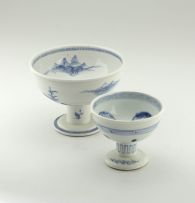 A Japanese blue and white pedestal bowl, late Meiji period (1868-1912)