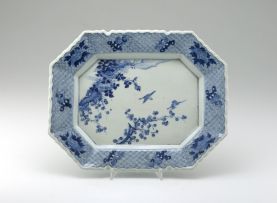 A Japanese blue and white octagonal dish, early 20th century