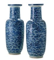 A near pair of Chinese blue and white vases, Qing Dynasty, 19th century