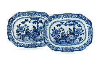 A pair of Chinese blue and white dishes, Qing Dynasty, Qianlong (1735-1796)