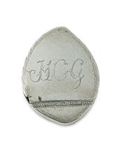 A Cape silver-mounted cowrie shell snuff box, with maker's initial F.S, possibly Godfried Fredrik Schmitzdorff, late 18th/early 19th century