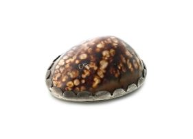 A Cape silver-mounted cowrie shell snuff box, with maker's initial F.S, possibly Godfried Fredrik Schmitzdorff, late 18th/early 19th century
