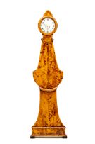 A Biedermeier satin birch longcase clock, 19th century