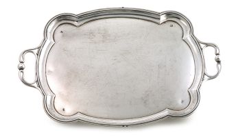 A Russian silver two-handled tray, assay master probably Aleksandr Alekseyevich Smirnov, Moscow, 1867