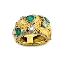 Emerald and diamond dress ring