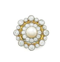 Diamond and pearl dress ring
