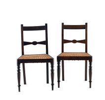 A pair of Cape Regency stinkwood and caned side chairs, 19th century