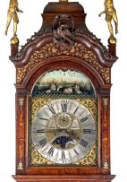 A Dutch burr-walnut-veneered longcase clock with ship's automaton, Johannes du Chesne, Amsterdam, third quarter 18th century