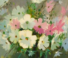 Wessel Marais; Still Life with Pink and White Flowers