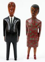 Mashego Johannes Segogela; Couple VI: Man in Black, Woman in Red with Green Dress